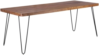 Esstisch BAGLI Massivholz Sheesham 200 x 80 x 76 cm Esszimmer-Tisch Küchentisch modern Landhaus-Stil Holztisch mit Metallbeinen dunkel-braun Natur-Produkt Massivholzmöbel