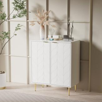 OKWISH Sideboard (Schminktisch Mit ein Schubladen und Spiegel, Kommode), 95 x 40 x 93 cm,Weiß