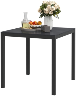 Gartentisch für 4 Personen – Terrassentisch Holzoptik, PS-Material, Stahl-Alu Gestell, wetterfest, 73x73 cm, pulverbeschichtet