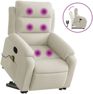 vidaXL Massagesessel mit Aufstehhilfe Creme Samt 3205112