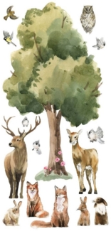 Wallarena Wandtattoo Kinderzimmer Jungen Kinder Tiere Baum Wandsticker Wandaufkleber (Set, 1 St, Großes Blatt 160x90 cm), Wandsticker Kinderzimmer Mädchen Wandaufkleber Wandtattoo