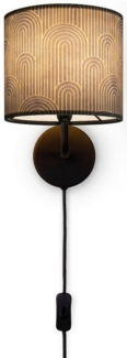 Paco Home Wandleuchte Luca Pillar, ohne Leuchtmittel, Stofflampe Rund Wandleuchte Mit Stecker Wohnzimmer Flur Vintage Retro
