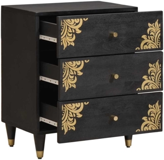 vidaXL Nachttisch Schwarz 50 x 33 x 62 cm Massivholz Mango 4018817