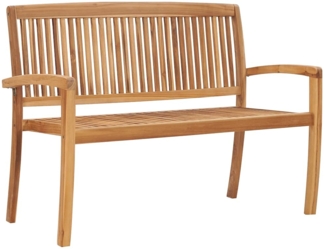 vidaXL Stapelbare Gartenbank mit Auflage 128,5 cm Massivholz Teak 3063289