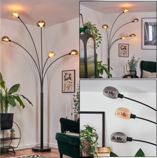 hofstein Stehlampe Stehlampe aus Metall in Schwarz/Rauch/Bernstein, Retro-Design, verstellbare Stehleuchte mit Marmorfuß und Schalter am Gehäuse, E14