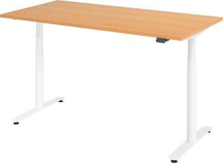 bümö® smarter Schreibtisch Serie-XDLR elektrisch höhenverstellbar mit App-Steuerung 160 x 80 cm in Buche / Weiß