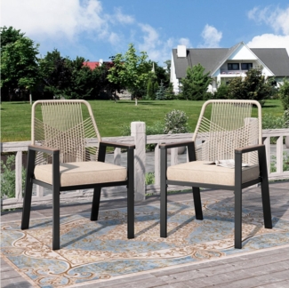PHI VILLA Gartenstuhl (Gartensessel Balkonstuhl Outdoor Sessel Chair), Gartenstuhl 2er Set