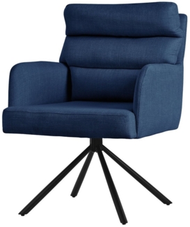 ML-DESIGN Polsterstuhl Esszimmerstühle mit Rücken- & Armlehne moderne Design Küchenstühle (1 St), Armlehnstuhl Dunkelblau aus Polyester 180° Drehbar ergonomische Sessel