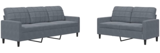 vidaXL 2-tlg. Sofagarnitur mit Kissen Dunkelgrau Samt 3278392