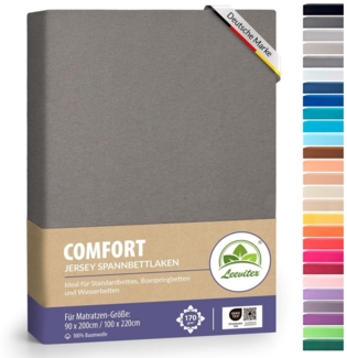 leevitex® Spannbettlaken Premium 170g/m², Gummizug: rundum, schwer und dick, 100% Jersey-Baumwolle, auch Boxspringbett geeignet