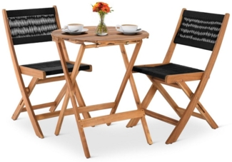 Raburg Balkonset Sitzgruppe Garten Holz wetterfest, Bistrotisch & 2 Stühle, Lanzarote, (Set), klappbares Bistroset, runder Tisch mit 60 cm Durchmesser