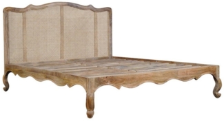 baario Massivholzbett Bett WIENER Geflecht, Massivholz Antik Design Schnitzerei