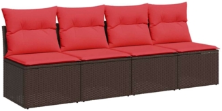 vidaXL Gartensofa mit Kissen 4-Sitzer Braun Poly Rattan 366228