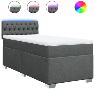 vidaXL Boxspringbett mit Matratze Dunkelgrau 100x200 cm Stoff 3288107