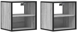vidaXL Wand-Nachttische 2 Stk. Grau Sonoma 40x31x39,5 cm 848751