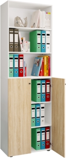 VCM Büroschrank Ulas 919152 Weiß / Sonoma-Eiche H. 220 x B. 70 x T. 40cm