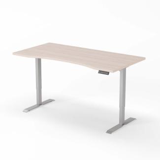 elektrisch höhenverstellbarer Schreibtisch CURVED 180 x 90 cm - Gestell Grau, Platte Eiche