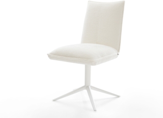 Drehstuhl Lelio-Flex Bouclé Soft Beige Fußkreuz Weiß 360° drehbar Wippfunktion Taschenfederkern