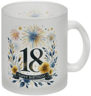 speecheese Tasse 18. Geburtstag Glas Tasse mit Spruch Happy Birthday 18