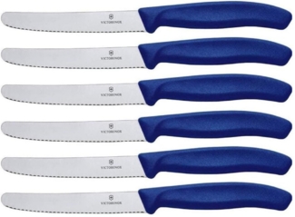 Victorinox | Brötchenmesser SwissClassic | 6-teiliges Set | ergonomische Griffform | blau | ideal für Frühstück und Brunch