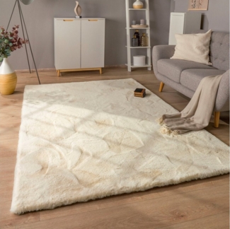 Paco Home Hochflor-Teppich Rabbit Deluxe 860, rechteckig, Höhe: 39 mm, Kunstfell, Uni-Farben, sehr weicher Flor, Wohnzimmer, Schlafzimmer