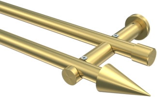 Gardinenstangen-Set Platon Savio 420 cm (geteilt in 3x140 cm), 2-läufig (ohne Ringe), 20 mm Ø Messing-Optik