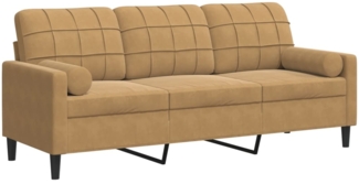 vidaXL 3-Sitzer-Sofa mit Zierkissen Braun 180 cm Samt 3278236