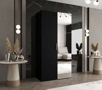 ABIKS MÖBEL Drehtürenschrank BARI 2 Schlafzimmerschrank mit Spiegel Kleiderstange und Regalen Garderobenschrank Kleiderschrank in 5 verschieden Breiten und 4 Farben