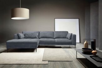 TRENDMANUFAKTUR Ecksofa Luzi, wahlweise mit Schlaffunktion und Bettkasten bestellbar, L-Form, Designsofa mit tollem Sitzkomfort, Metallfüße schwarz, Breite 280 cm