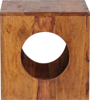 Beistelltisch MUMBAI Sheesham Massivholz 35 x 35 x 35 cm Cube Wohnzimmertisch, Design Aufbewahrungstisch modern, Kleiner Holztisch in Würfel-Form, Quadratischer Dekotisch mit Stauraum