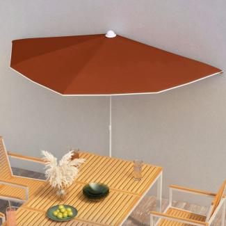 vidaXL Halb-Sonnenschirm mit Mast 180x90 cm Terrakottarot 315564