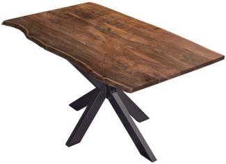 Esstisch Baumkante massiv Akazie nussbaum 120x80 schwarz BENNI 528630