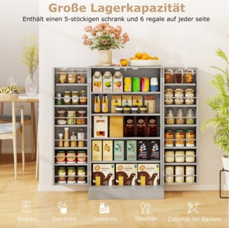 COSTWAY Mehrzweckschrank Küchenschrank mit 6 verstellbaren Einlegeböden