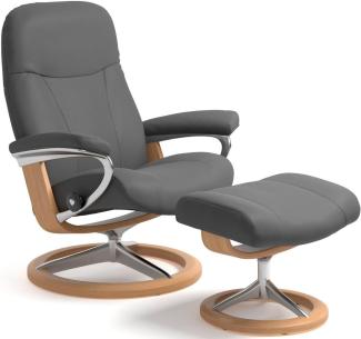 Stressless® Relaxsessel Garda (Set, Relaxsessel mit Hocker), mit Hocker, mit Signature Base, Größe M, Gestell Eichefarben