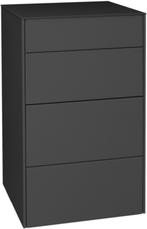 Kommode Elfi 52x42x89 Hochglanz Anthrazit/Glas Anthrazit 14794