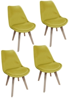 HTI-Living Esszimmerstuhl Stuhl Atlanta Velvet Uni 4er-Set (Set, 4 St), Esszimmerstuhl Samtbezug Holzfüße