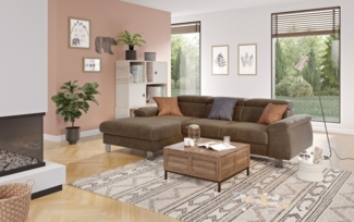 COTTA Ecksofa Komaris L-Form mit Kopfteilverstellung, wahlweise mit Bettfunktion, Bettkasten & Beleuchtung