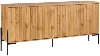 loft24 Sideboard Cesar, Anrichte mit 4 Türen, Holzoptik, Metallbeine, Schrank, 178 cm breit