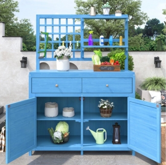 Flieks Garten-Geräteschrank, BxT: 105x44 cm, Gartenschrank Geräteschuppen mit Regal und Schubladen 105x44x141.5cm