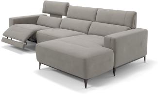 Sofanella Eckcouch TERAMO Ecksofa Wohnlandschaft Stoffsofa in Hellgrau S: 260 Breite x 101 Tiefe