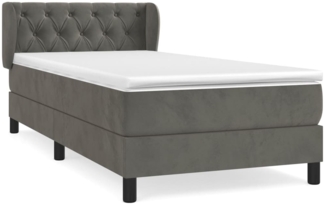vidaXL Boxspringbett mit Matratze Dunkelgrau 80x200 cm Samt, Härtegrad: H2 [3127638]