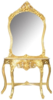 Casa Padrino Barockspiegel Barock Spiegelkonsole Gold / Creme 95x40 x H. 190 cm - Barockstil Schminkkonsole