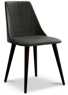 Esszimmerstühle Stuhle 2er Set CAROS Massivholz Buche-Wenge Stoff Dunkelgrau