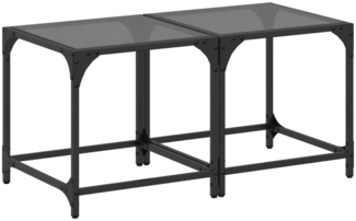 Couchtische, Sofatische mit Glasplatte 2 Stk. Schwarz 40 x 40 x 40 cm Stahl