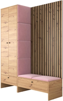 Garderoben-Set 'Melire III' Artisan Eiche / Manila rosa