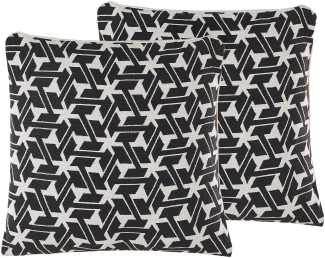 Kissen 2er Set Geometrisches Muster ANDIRIN Baumwolle 45 x 45 cm Schwarz