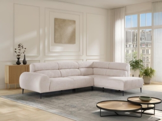 Vente-unique - Ecksofa - Ecke rechts - Strukturstoff - Beige - MALIADA