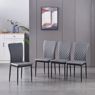 JYMTOM Esszimmerstuhl Samt/Kunstleder, hoher Lehne, Metallgestell, 4/6er-Set (4 St), Kunstleder, Gitter-Design, für Wohnzimmer, Büro, Klassenzimmer