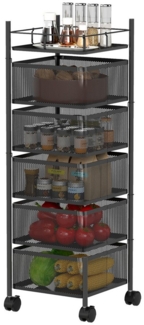 HOMCOM Küchenwagen mit 5 Ebenen, drehbaren Körben, Griff, (Servierwagen, 1 St, Rollwagen), für Küche Bad Büro Wohnzimmer Schwarz