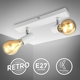 Retro Deckenlampe Vintage Deckenleuchte Spot weiß Industrie Wohnzimmer Flur E27